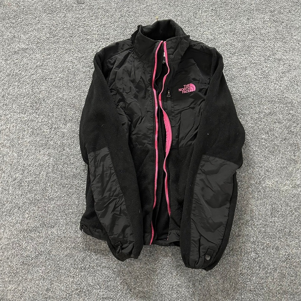 The North Face Jacket Womens Size M Black Pink Polartec Denali Fleece Full Zip